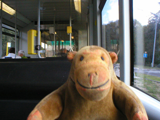 Mr Monkey on a tram to Knokke-Heist