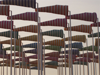 Rows of colourful windsocks