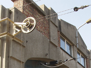 The cable tensioning devices on the old tram depot