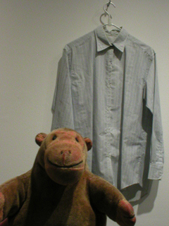 Mr Monkey in front of A Shirt I Wore to Work