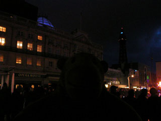 Mr Monkey looking looking at the Winter Gardens and the Tower from St John's