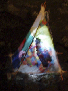 One of the decorated pyramids in the church garden