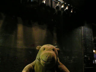 Mr Monkey looking at the safety curtain