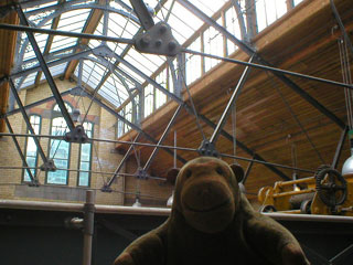 Mr Monkey looking at the roof of the Engine House