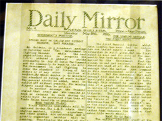 A copy of the Daily Mirror printed during the 1926 General Strike