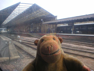 Mr Monkey looking at Huddersfield station