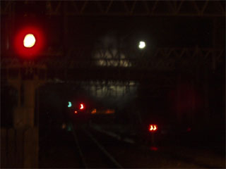 The Scarborough Flyer departing Stockport in the dark