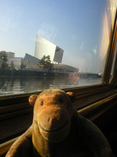 Mr Monkey looking at the Imperial War Museum North