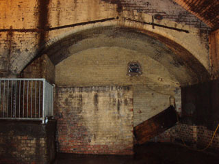 The blastwall at the eastern end of the transhipment dock