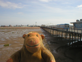 Mr Monkey looking back along the pier to Southport