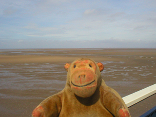 Mr Monkey looking north-east from the end of Southport pier