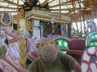Mr Monkey looking at the Gallopers
