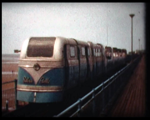 Rear power car pushing a Silver Belle to the end of the pier