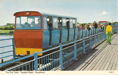 Postcard showing the English Rose crossing the Marine Lake 