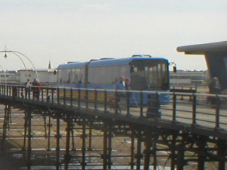 The UK Loco Ltd tram approaching the pier head