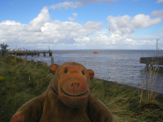 Mr Monkey watching a lifeboat being tested