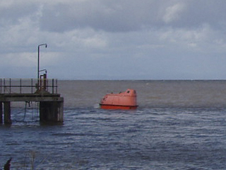 A lifeboat being tested near the Fleetwood ferry landing