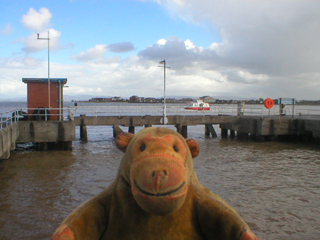 Mr Monkey watching a ferry returning from Knott End