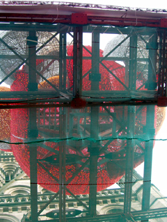 Albert Square from the top of the Town Hall clock tower at night