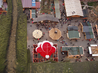 The view straight down from the top of the clock tower