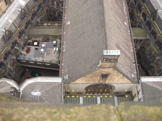 Looking down on the Great Hall from the clock tower