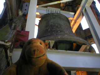 Mr Monkey looking at Great Abel, the great hour bell