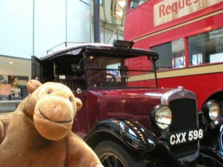 Mr Monkey with a 1930's taxi