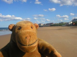 Mr Monkey on Whitley Bay beach