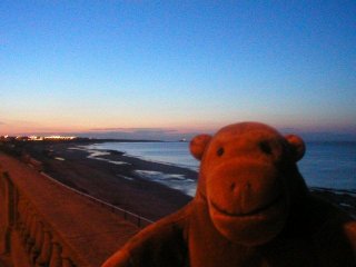 Mr Monkey on the promenade by night