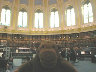 Mr Monkey inside the Reading Room