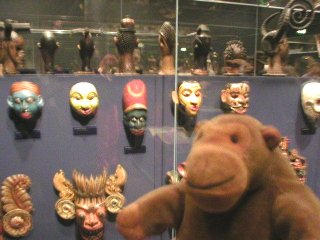 Mr Monkey and a collection of masks