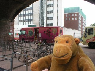 Mr Monkey with some mobile libraries
