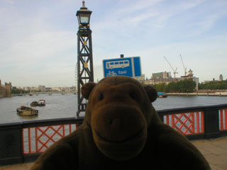 Mr Monkey crossing Lambeth Bridge