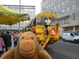 Mr Monkey at the back of a DUKW