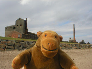 Mr Monkey in front of the disused factories