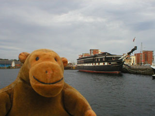Mr Monkey looking at HMS Unicorn