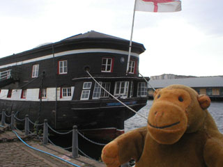 Mr Monkey at the stern of the Unicorn