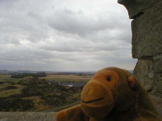 Mr Monkey on the Smailholm Tower walkwalk