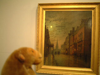 Mr Monkey looking at a Grimshaw painting