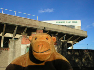 Mr Monkey in front Landsdowne Road Rugby ground