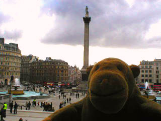 Mr Monkey looking at Trafalgar Square