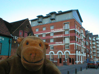 Mr Monkey outside the Salthouse Harbour hotel