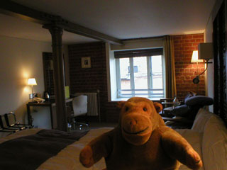 Mr Monkey in his hotel room