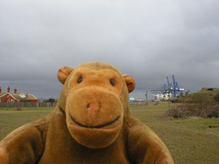 Mr Monkey walking away from Felixstowe Docks