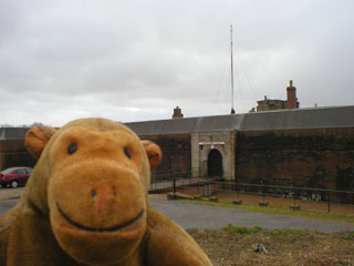 Mr Monkey outside the Landguard Fort