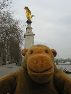 Mr Monkey in front of the R.A.F. memorial