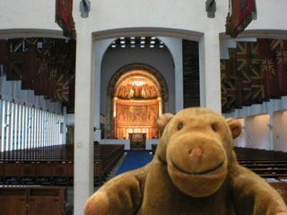 Mr Monkey inside the Guards Chapel