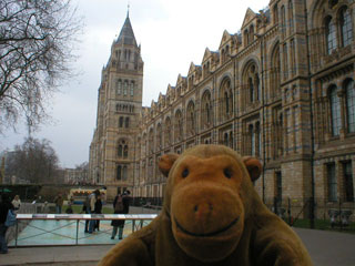 Mr Monkey outside the Natural History Museum