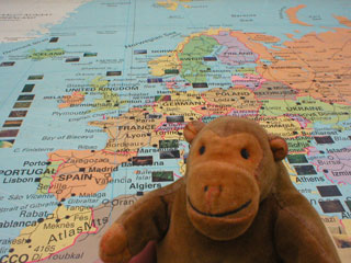 Mr Monkey on a giant map