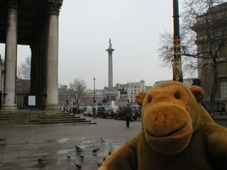 Mr Monkey approaching Trafaglar Square